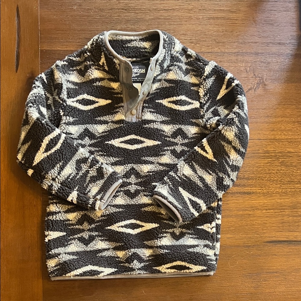 OshKosh B'gosh Kids Black and Gray Patterned Zip-Up Jacket